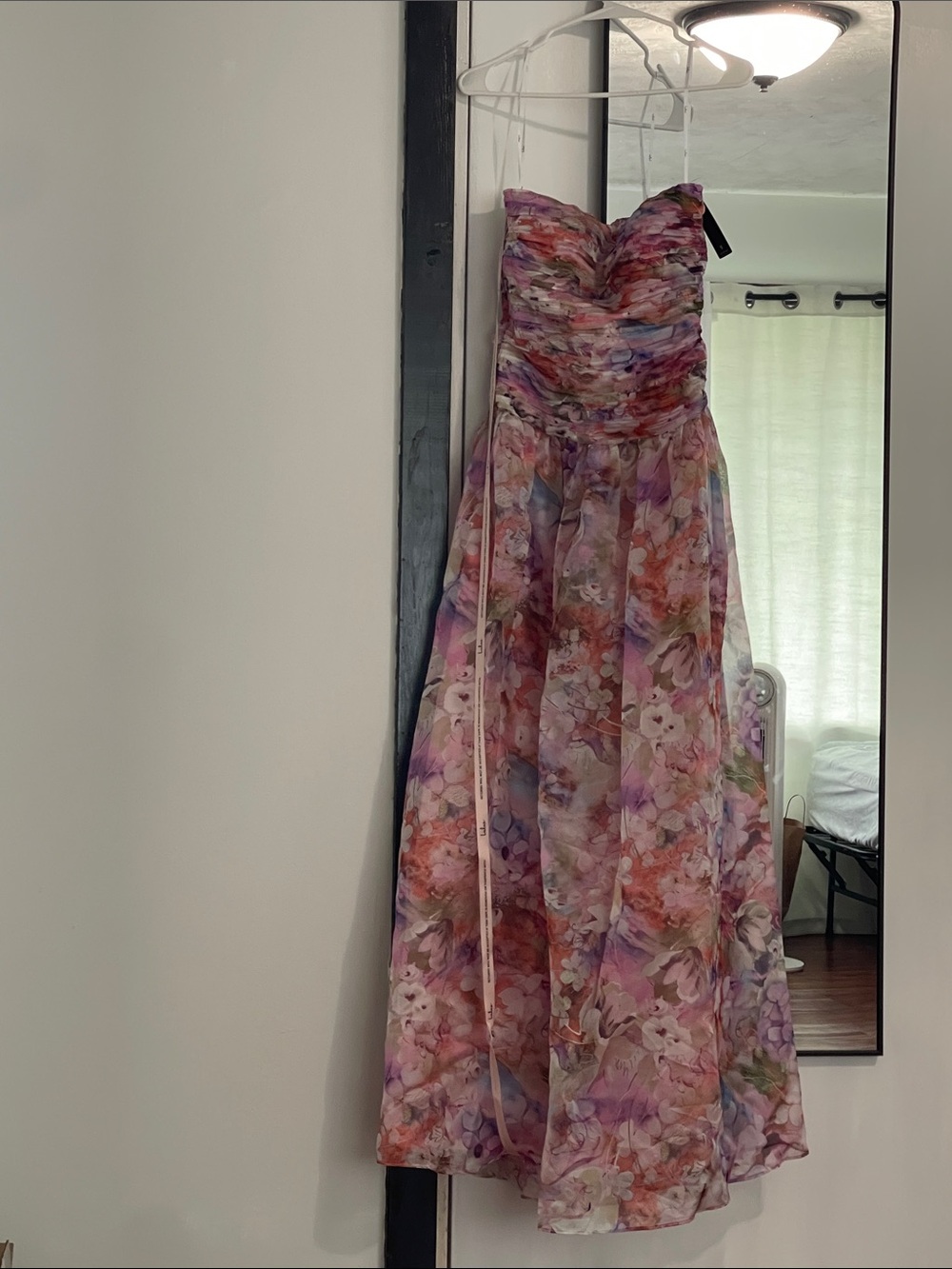 Lulu's Strapless Floral Prom Gown in Multi-Purple and Pink